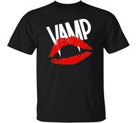 YAQINUO Vamp Movie Retro Grace Jones Vampire Horror Lips Fangs Short Sleeve T Shirt Black XXL