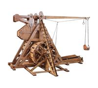YAQUMW Le MINI trébuchet à contrepoids avec roue Europe char de siège médiéval catapulte armes bricolage 3D puzzles en bois maquettes pour adultes projets STEM jouets de bureau cadeau d'anniversaire