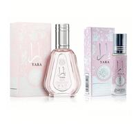 Yara 50ml Eau de parfum femme & Roll on Musc Yara 10ml Eau de Parfum 50mlNotes de tête: notes fruitéesNotes de cœur: rose, jasminNotes de fond: musc, ambre, vanille, cèdreType de parfum: oriental, fru