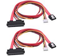 YARCHONN 22Pin SATA Data Power Cable 2 en 1 SATA 7 + 15 à 7 Pin Data avec XH2.5 4Pin Power Combo Extension Cable pour disque dur disque optique PC Modding -50cm * 2pcs