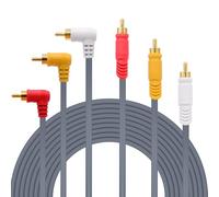 YARCHONN 3 RCA Audio Vidéo Câble Composite, 3 RCA Mâle à 90 degrés Mâle AV TV Stéréo Composant Audio Câble pour Set-Top Box, Haut-parleur, Amplificateur, Lecteur DVD -3M /9.8FT