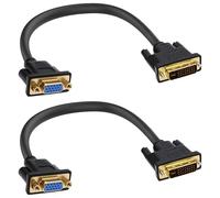 YARCHONN Câble adaptateur DVI vers VGA DVI-I 24+5 broches mâle vers VGA femelle convertisseur cordon pour PC HDTV moniteur projecteur 30 cm - 2 pièces