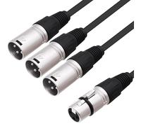 YARCHONN Câble répartiteur XLR audio Y adaptateur XLR équilibré 3 en 1 pour mixeur, amplificateur, appareil photo 0,6 m (1 prise femelle à 3 mâles)