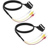 YARCHONN Lot de 2 adaptateurs péritel vers 3 RCA - Commutable - Vidéo composite gauche + droite - Stéréo mono et vidéo vers RVB - Pour consoles de jeux DVD TV - 1,5 m