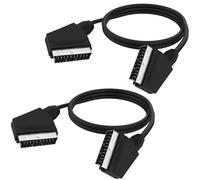 YARCHONN Lot de 2 adaptateurs péritel vers péritel entièrement câblé 21 broches mâle vers mâle nickelé pour TV VCR DVD 1,5 m