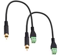 YARCHONN Lot de 2 blocs de raccordement RCA à vis sans soudure - Câble RCA mâle vers AV 2 broches - Adaptateur convertisseur audio vidéo - Rallonge pour réparation de haut-parleurs - 30 cm