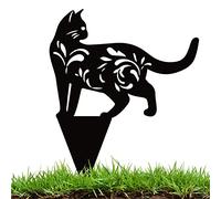 Yard Art Cat, Enjeux de chat acryliques pour cour, 2D Décoration de jardin Thème animal Cadeaux Acrylique Statue Fleurs Étoiles Creux Forme animale Chat noir