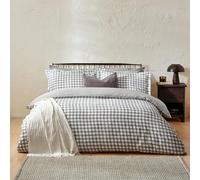 Yard Barton Vichy À Carreaux Ensemble De Couette - 100% Coton Réversible Taies D’Oreiller Oxford Doux Et Respirant Literie Premium (Gris - Double - 200x200cm)