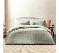 Yard furn Barton Vichy À Carreaux Ensemble De Couette - 100% Coton Réversible Taies D’Oreiller Oxford Doux Et Respirant Literie Premium (Vert - King UK Standard - 230x220cm)
