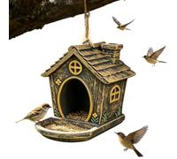 Yard Bird Feeders Resin Garden Cottage Shaped Birdfeeders Cottage Shape | Patios Decorative Feeder for Wild Birds Sparrows Bluebirds Backyards Balcony Porch Courtyard Terrace Home Apartments