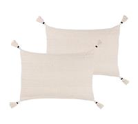 Yard Caliche Lot de 2 Coussins texturés Garnis de Pompons en Polyester 40 x 60 cm