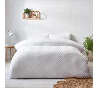Yard Chevron Tuft Parure De Lit - 100% Coton texturé à Motifs angulaires (Blanc - Taille UE - Simple - 137x200cm)