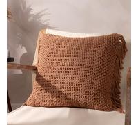 Yard Coussin rembourré en Coton tricoté avec Pompons et Plumes