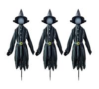 Yard Decorations, Witches Stakes, LED Glow Creepy Design Light Up Witch Figures Glowing Faces Weather Resistant Sturdy Stakes, Creepy Stake for Pathway, Haunted House