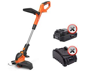 YARD FORCE Coupe-bordure LT C25W - 20 V - Largeur de coupe : 250 mm - Poignée auxiliaire - Angle de coupe réglable - Tige télescopique - Bobine de 1,2 mm x 5 m - Poignée Softgrip - Sans batterie ni