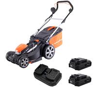 Yard Force Tondeuse à Gazon sans Fil 20 V avec 2 Batteries de 2,5 Ah, Largeur de Coupe de 34 cm, Hauteur de Coupe Variable de 25 à 75 mm, Sac de récupération Hybride de 45 l