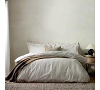 Yard furn Hebden Coton Mélangé à Rayures Jeu De Housse De Couette - Literie Ultra Douce Réversible à Rayures (Taupe - King UK Standard - 230x220cm)