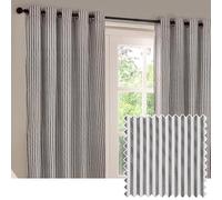 Yard furn Hebden Paire De Rideaux à œillets - Rideaux Rayés Doublés De Coton Ultra Doux (Gris - 229x229cm)