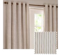 furn. Yard Hebden Paire De Rideaux à œillets - Rideaux Rayés Doublés De Coton Ultra Doux (Naturel - 117x183cm)