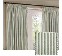 Yard furn Hebden Paire De Rideaux à Plis Plats - Rideaux Rayés Doublés De Coton Ultra Doux (Forêt - 117x183cm)