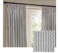 Yard furn Hebden Paire De Rideaux à Plis Plats - Rideaux Rayés Doublés De Coton Ultra Doux (Gris - 168x229cm)