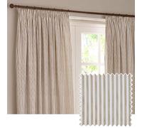 Yard furn Hebden Paire De Rideaux à Plis Plats - Rideaux Rayés Doublés De Coton Ultra Doux (Naturel - 168x183cm)