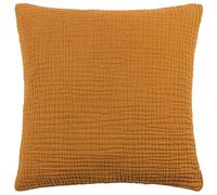 Yard furn Lark Coussin Rempli De Plumes - Doux Minimaliste Texturé Mousseline Coton Oreiller Décoratif (Cumin - 45x45cm)