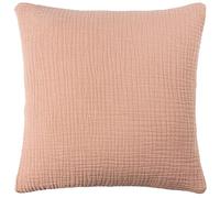 Yard furn Lark Coussin Rempli De Polyester - Doux Minimaliste Texturé Mousseline Coton Oreiller Décoratif (Argile Rose - 45x45cm)