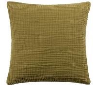 Yard furn Lark Coussin Rempli De Polyester - Doux Minimaliste Texturé Mousseline Coton Oreiller Décoratif (Kaki - 45x45cm)