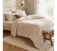 Yard furn Lark Jeu De Housse De Couette - Doux Respirant Double Couche Mousseline Coton Minimaliste Literie (Naturel - Simple - 137x200cm)
