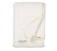 Yard furn Lark Mousseline De Coton Jeté De Lit - Douce Texture Froissée Plaid (Blanc - 130x180cm)