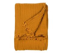 Yard furn Lark Mousseline De Coton Jeté De Lit - Douce Texture Froissée Plaid (Cumin - 240x260cm)