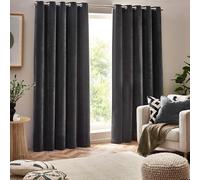 Yard Heavy Chenille Paire De Rideaux à œillets - Ligné Assombrissement Velours Doux Rideaux (Charbon De Bois - 229x229cm)