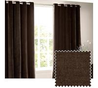 Yard Heavy Chenille Paire De Rideaux à œillets - Ligné Assombrissement Velours Doux Rideaux (Marron - 168x229cm)