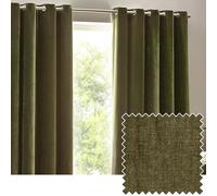 Yard Heavy Chenille Paire De Rideaux à œillets - Ligné Filtrage De La Lumière Velours Doux Rideaux (Olive - Largeur 229 x Longueur 183cm)