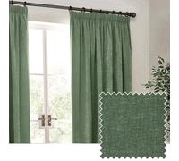 Yard Heavy Chenille Paire De Rideaux à Plis Pincés - Ligné Filtrage De La Lumière Velours Doux Rideaux (Eucalyptus - Largeur 117 x Longueur 137cm)