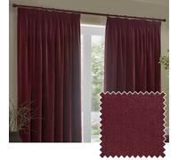 Yard Heavy Chenille Paire De Rideaux à Plis Pincés - Ligné Filtrage De La Lumière Velours Doux Rideaux (Betterave - Largeur 117 x Longueur 183cm)