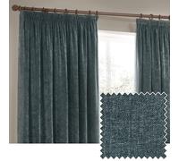 Yard Heavy Chenille Paire De Rideaux à Plis Pincés - Ligné Filtrage De La Lumière Velours Doux Rideaux (Bleu Océan - Largeur 229 x Longueur 183cm)