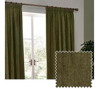Yard Heavy Chenille Paire De Rideaux à Plis Pincés - Ligné Filtrage De La Lumière Velours Doux Rideaux (Olive - Largeur 229 x Longueur 137cm)