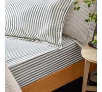 Yard Hebden Midi Rayé Drap Housse - Ultra Doux 100% Coton Drap De Lit Rayé (Azul Marino - Double - 137x190x32cm)