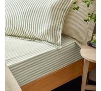 furn. Yard Hebden Drap Housse Rayé 100% Coton - Drap De Lit Texturé Ultra Doux (Forêt - Simple - 90x190x32cm)
