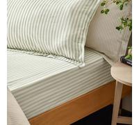 furn. Yard Hebden Drap Housse Rayé 100% Coton - Drap De Lit Texturé Ultra Doux (Eucalyptus - King UK Standard - 150x200x32cm)