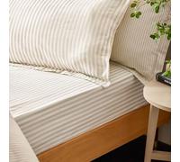 furn. Yard Hebden Drap Housse Rayé 100% Coton - Drap De Lit Texturé Ultra Doux (Naturel - Super King - 180x200x32cm)