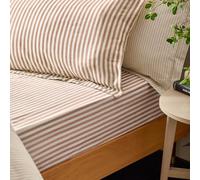 Yard Hebden Midi Rayé Drap Housse - Ultra Doux 100% Coton Drap De Lit Rayé (Pacana - Double - 137x190x32cm)