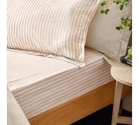 Yard Hebden Midi Rayé Drap Housse - Ultra Doux 100% Coton Drap De Lit Rayé (Rosa - King UK Standard - 150x200x32cm)