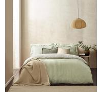 Yard furn Hebden Coton Mélangé à Rayures Jeu De Housse De Couette - Literie Ultra Douce Réversible à Rayures (Forêt - Super King - 260x220cm)