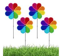Yard Spinners - Wind Spinners Outdoor | Wind Garden Spinners | Porch Backyard Lawn Balcony Deck | 4X Sparkly Reflective Windmill Bird-Proof Ornament Multi-Colored For Seasonal Decor
