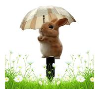 Yard Stake Decor - Bunny Umbrella Ornament for Garden Pathway Lawn Display | Weather Resistant 2D Panel with Metal Stake Base, Decorative Accent for Backyard Porch Farmhouse Plant Pot Flower Bed