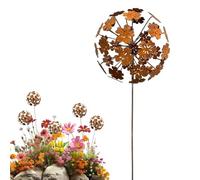 Yard Stakes - 15.75x5.31 inches Rusty Iron Decorative DIY Adjustable Petals, Outdoor Garden Decor Ground Stakes, for Fence Patio Lawn Pathway Walkway Landscape Park Plant
