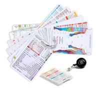 YardCard 12 cartes de référence médicale avec support et bobine rétractable | Pour infirmières, médecins, ambulanciers et étudiants. Références cliniques de la taille d'une carte d'identité pour le sang